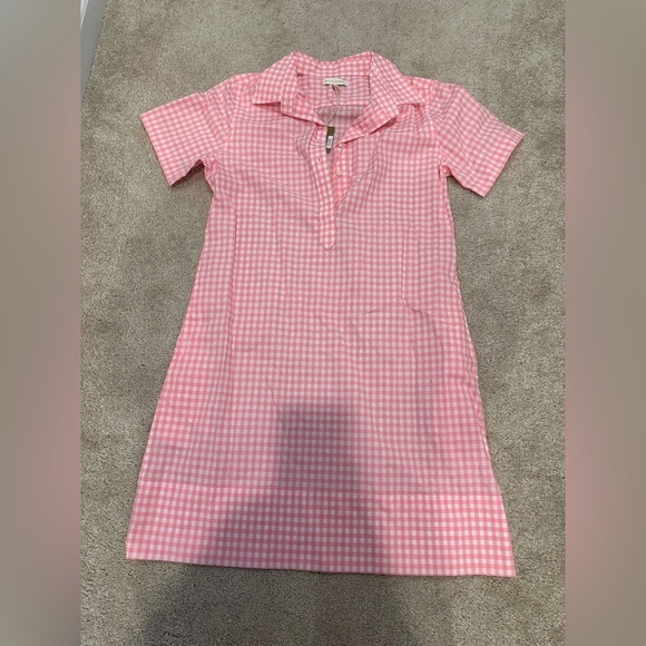 ANN MASHBURN Dresses & Skirts - Ann Mashburn Pink Gingham Popover short sleeve Shirt Dress Small NWT